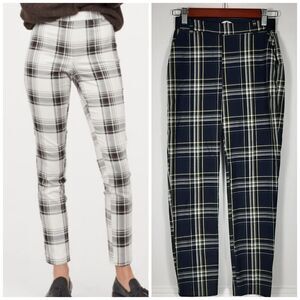 H&M Check Plaid Pull On Pants Elastic  Waist Size 0​​​​​​​​​​​​​